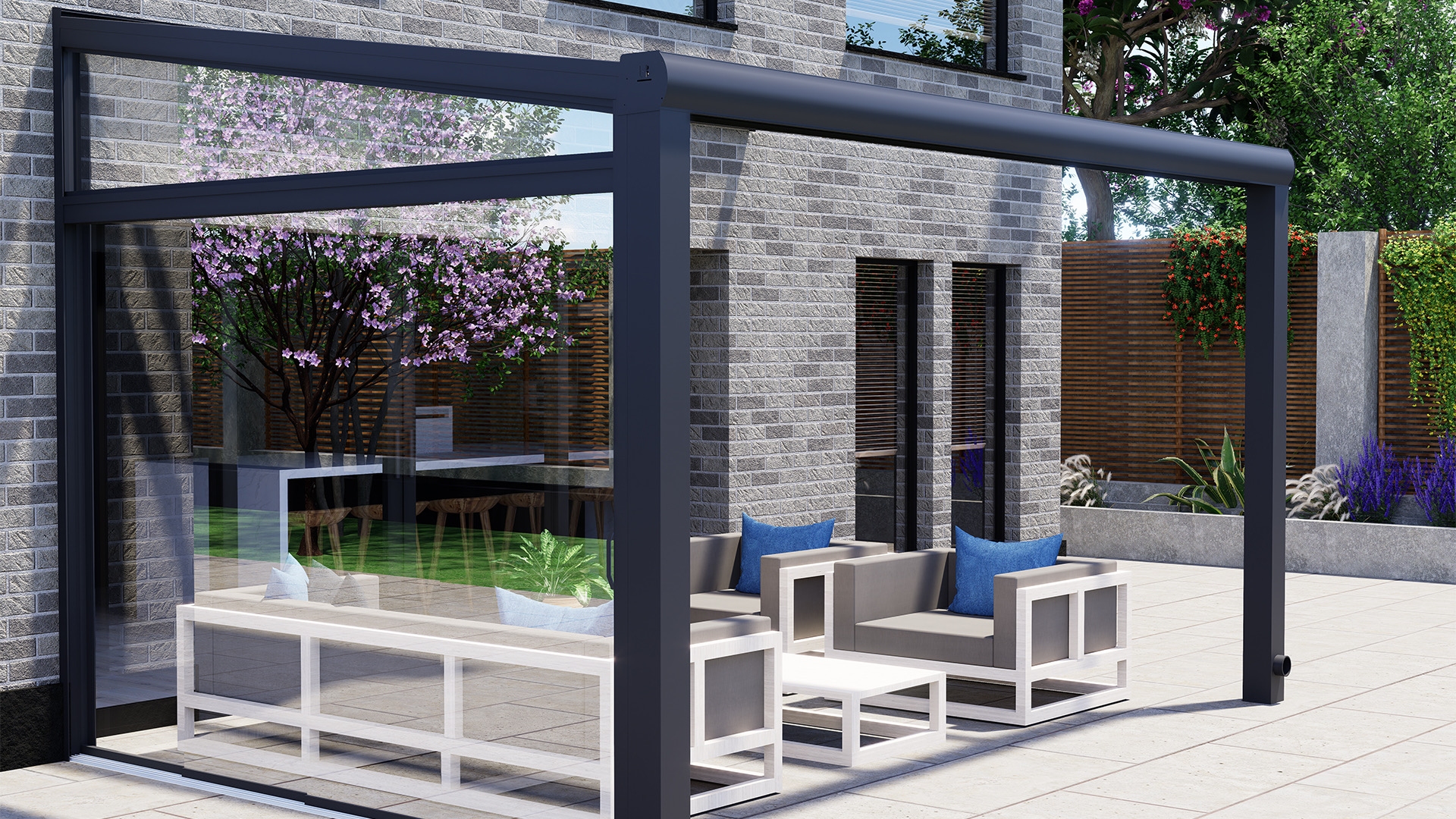 Schiebewand Glas rechts